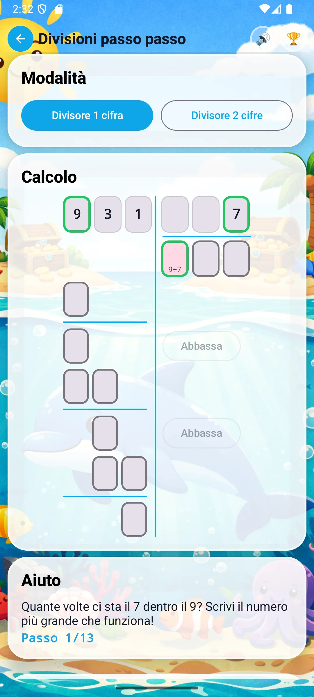 Divisione 931&divide;7: esercizio pronto