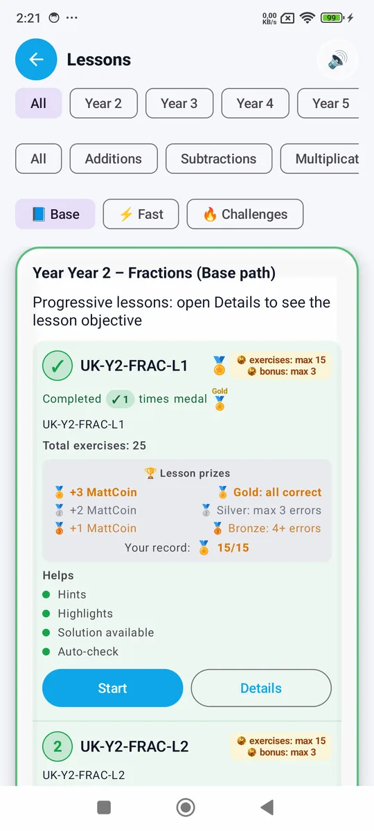 Lezione completata con medaglia d'oro