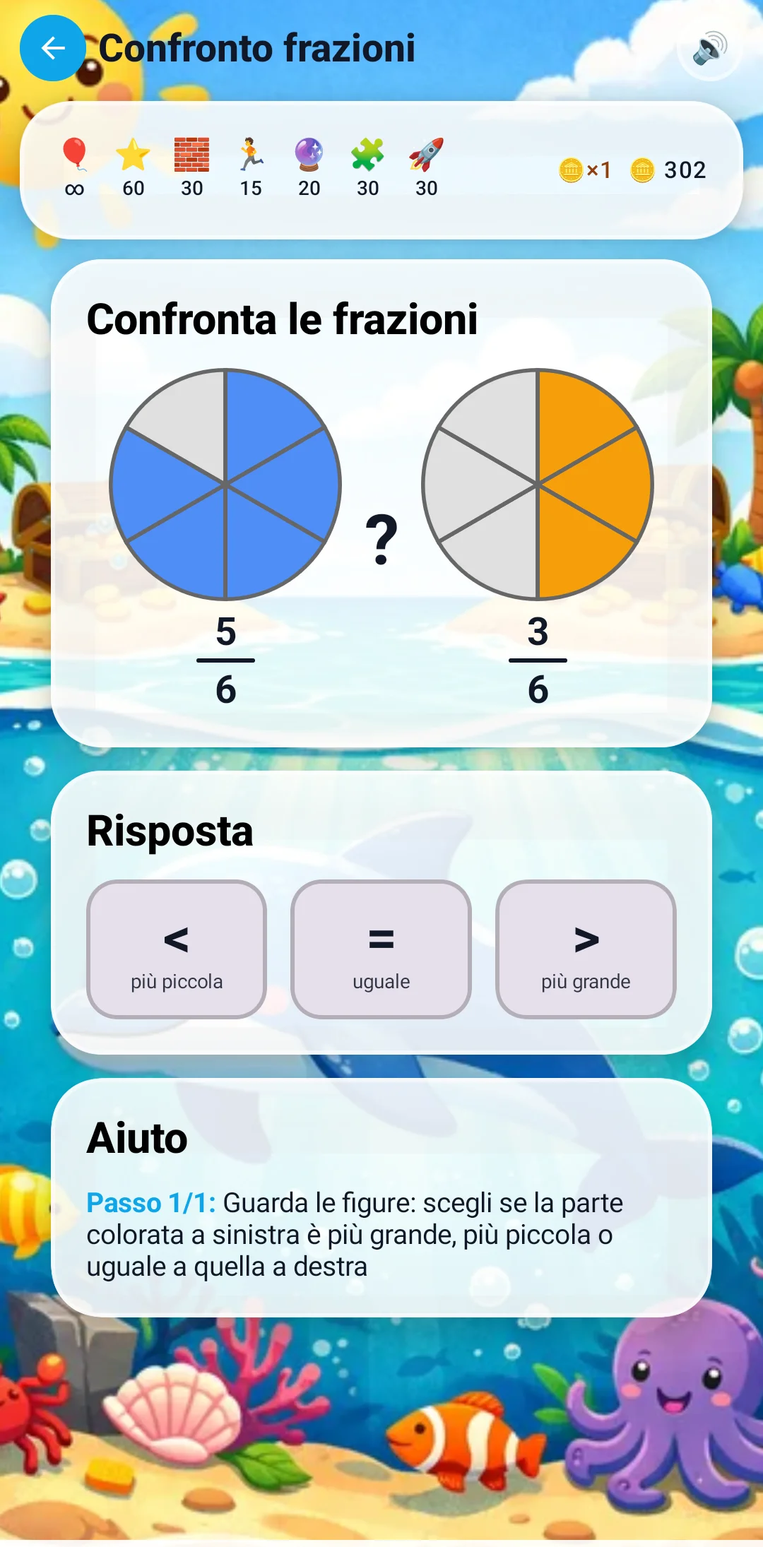 Menu frazioni di Matematt con 4 categorie colorate