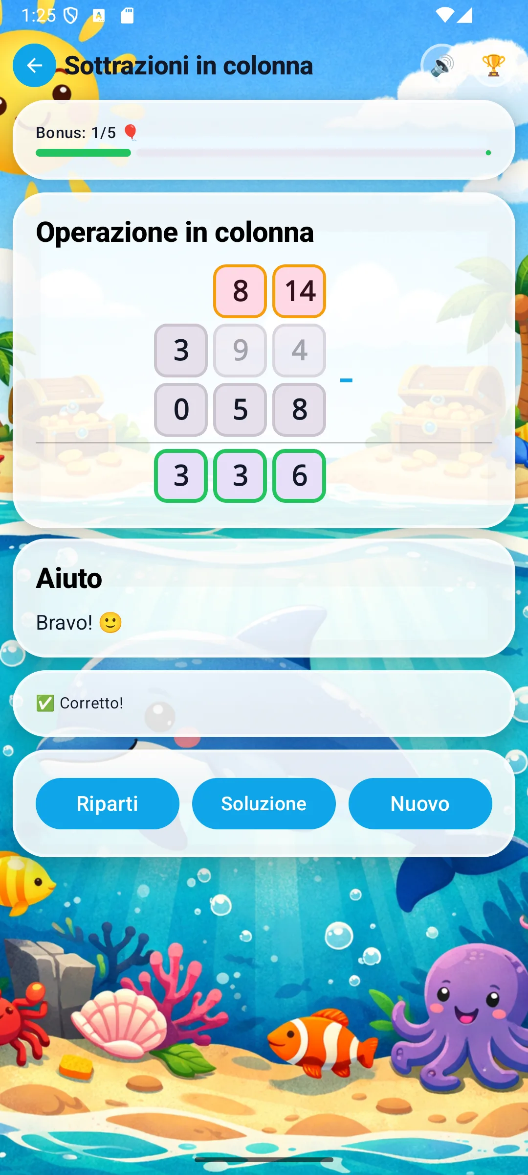 Sottrazione completata: 394-58=336