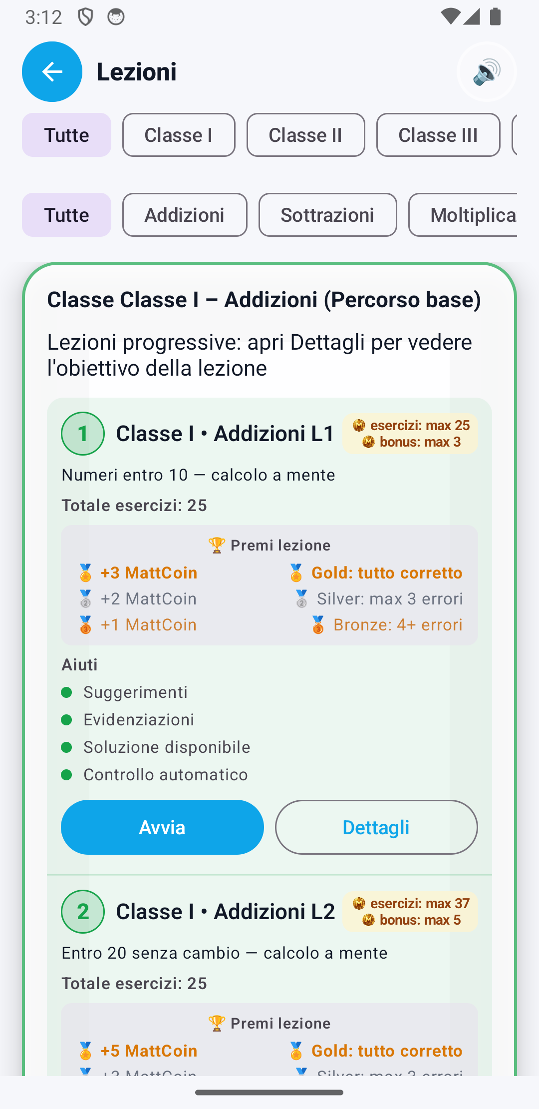 Lista lezioni