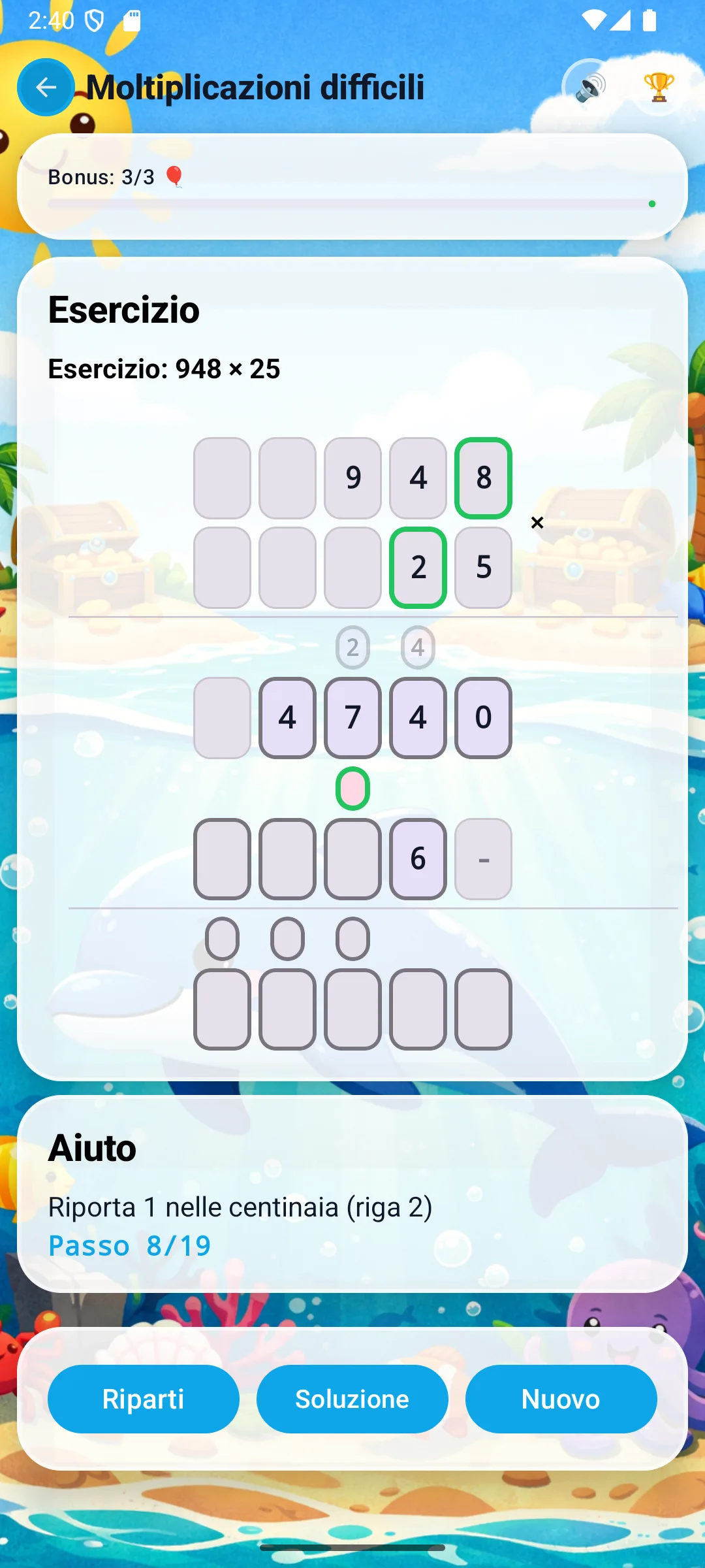 8&times;2=16, scrivi 6