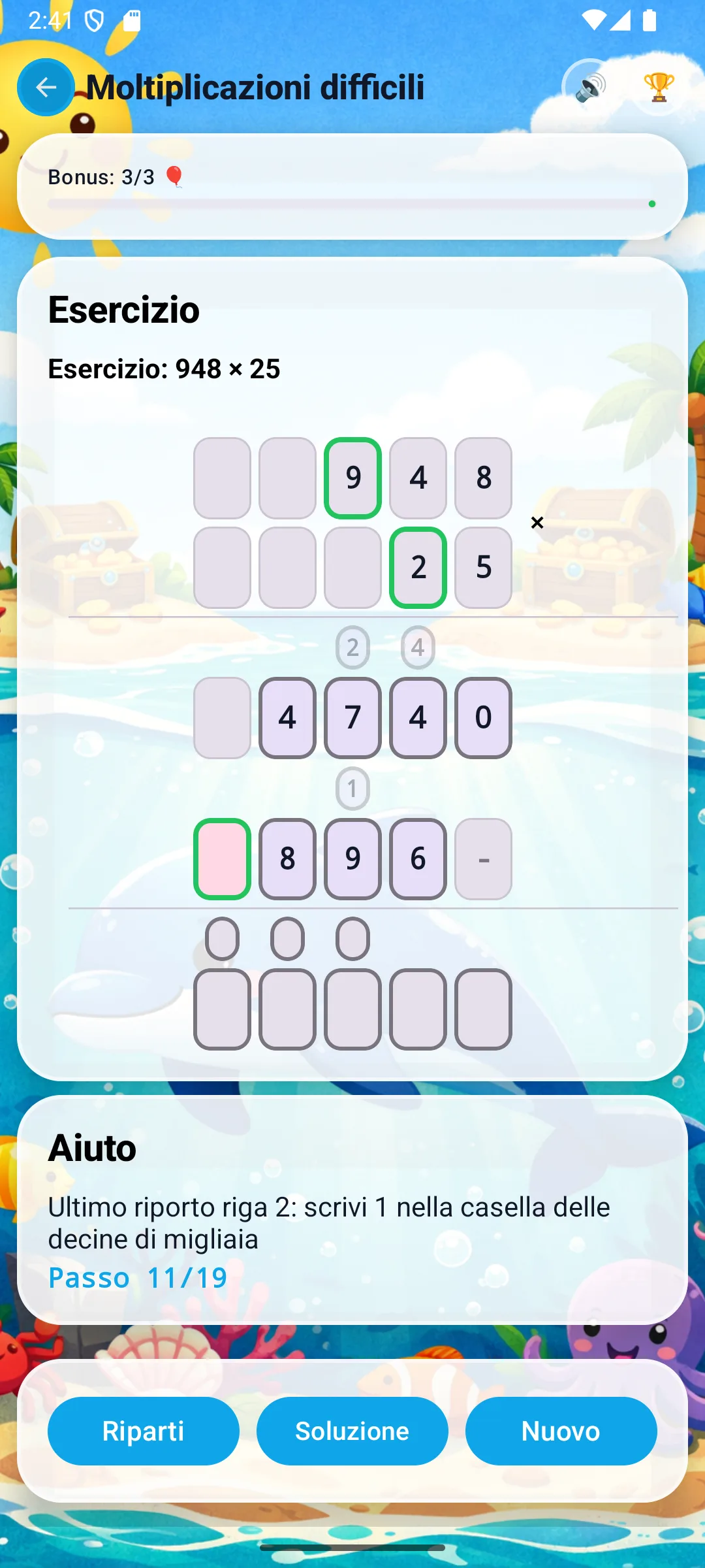 9&times;2=18, scrivi 8