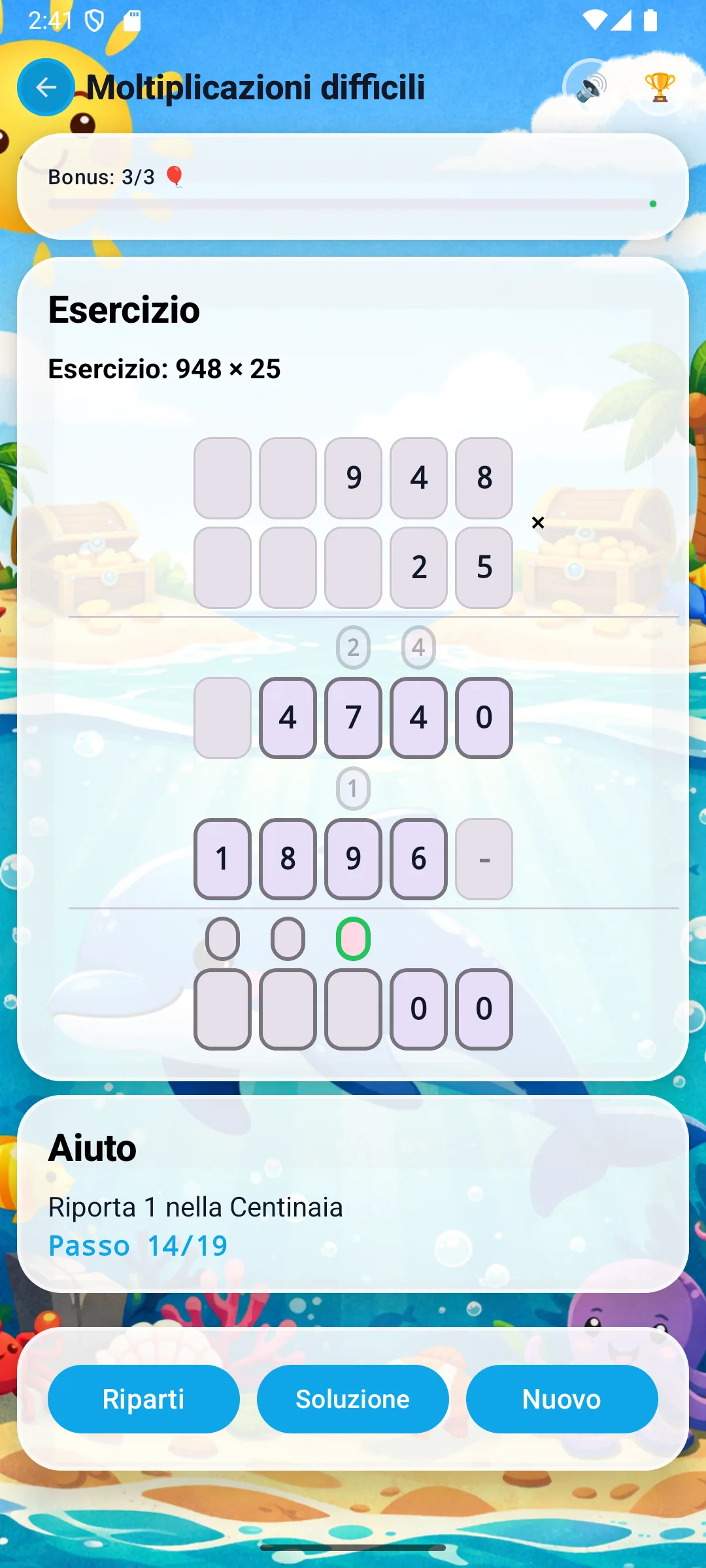 Somma decine: 4+6=10