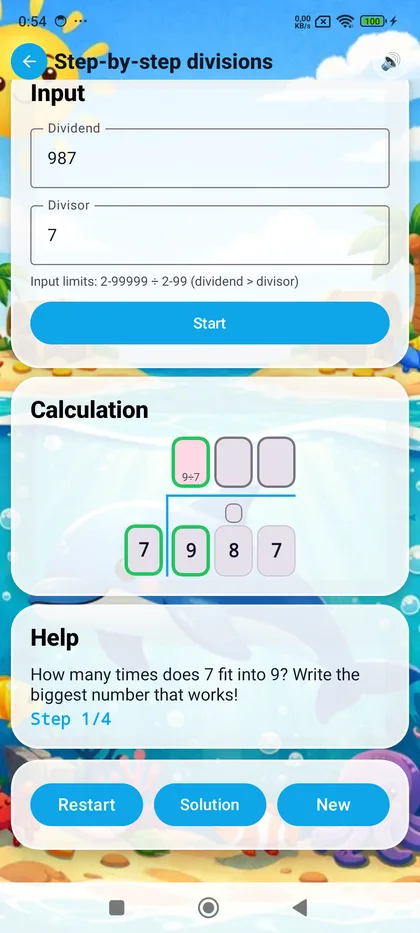 Bus stop short division with 1-digit divisor
