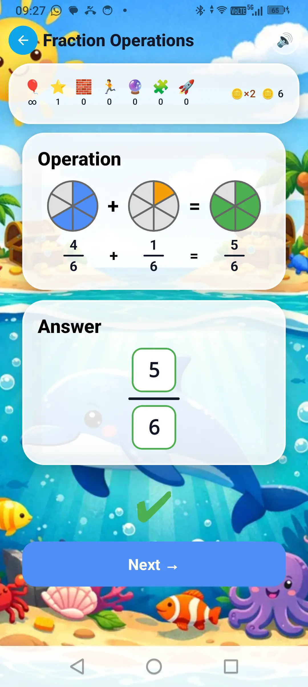Fraction operations with pizza visuals
