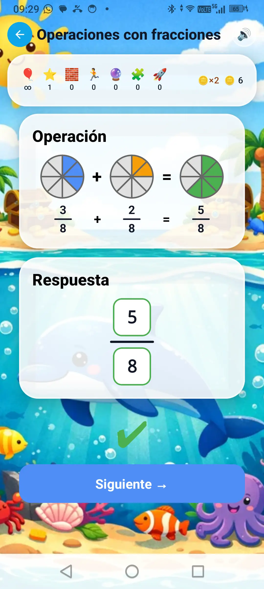 Operaciones con fracciones con visualización pizza