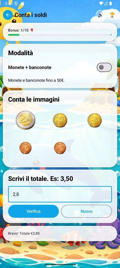 Conta i soldi con monete e banconote Euro